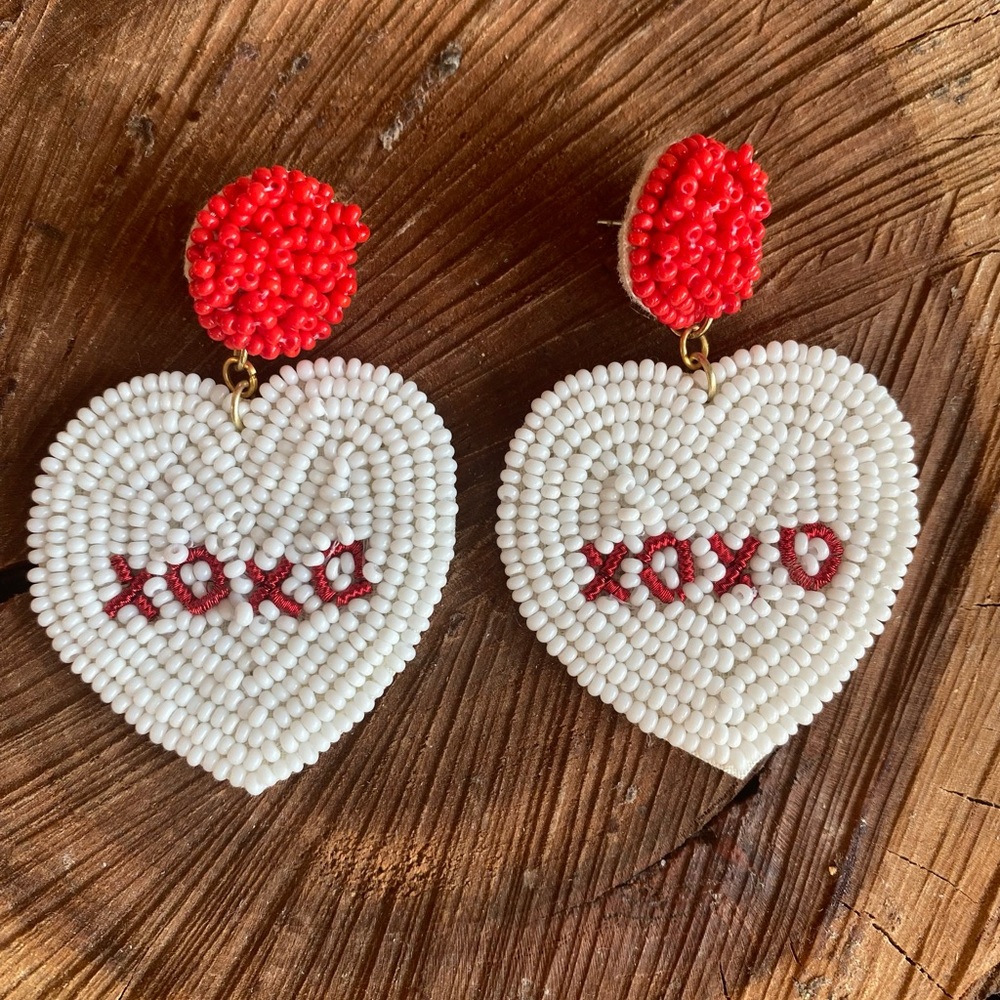 Seed Bead Valentine Earrings